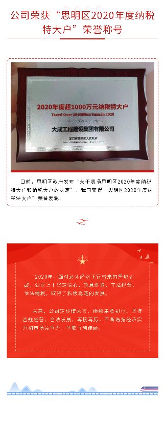 公司荣获“思明区2020年度纳税特大户”荣誉称号(图2)